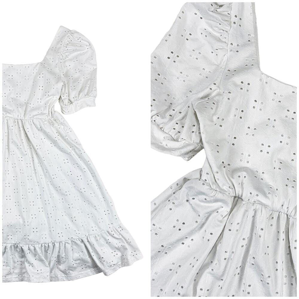B Eyelet Dress Women S Puff Sleeve Smocked Babydoll Cottagecore Coquette Summer